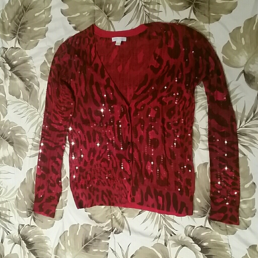 Leopard Print Sequin Cardigan
